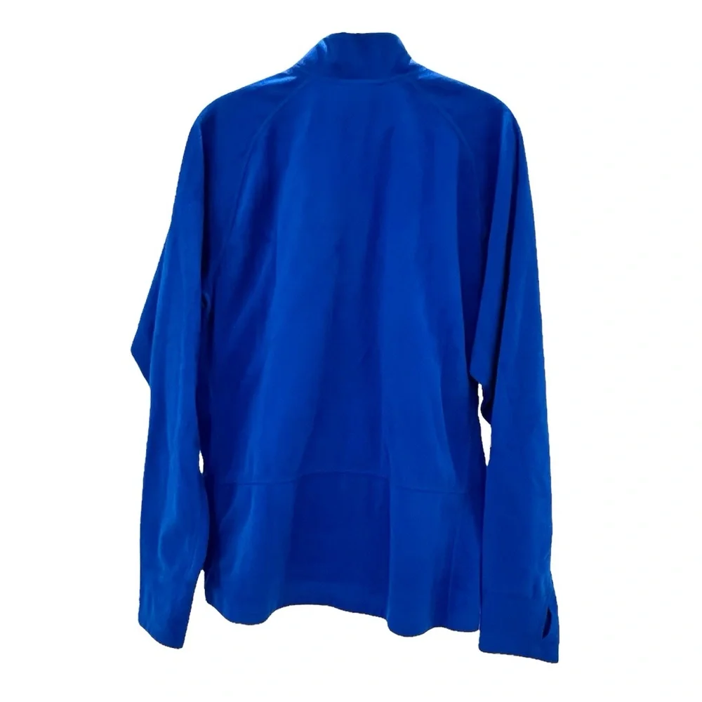 THE NORTH FACE BLUE FLEECE QUARTER ZIP PULLOVER W ZIP CHEST POCKET & THUMBHOLES